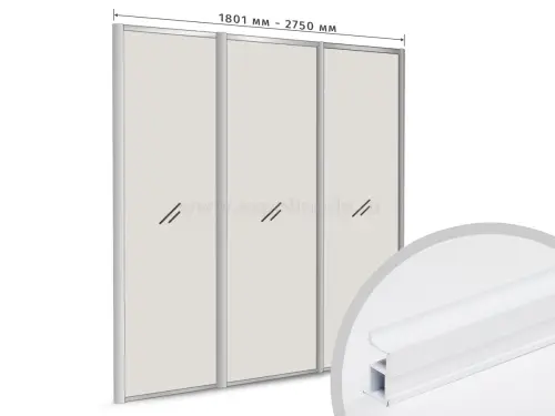 Комплекты профиля серии SLIM, FIT комплект профиля-купе fit на 3 двери (ширина шкафа 1801-2750 мм), белый матовый