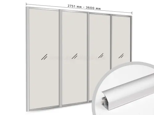 Комплекты анодированного профиля компл. профиля-купе с-образный рамир на 4 двери (ширина шкафа 2751-3600 мм), серебро