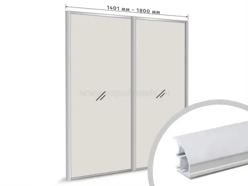 Комплекты профиля серия Стандарт комплект профиля-купе на 2 двери (ширина шкафа 1401-1800 мм), белый лак