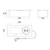 Розетки блок розеток выдвижной горизонт. complex, euro, usb a+c, беспр. зарядка, 250в, 2700w, белый, 1,8м